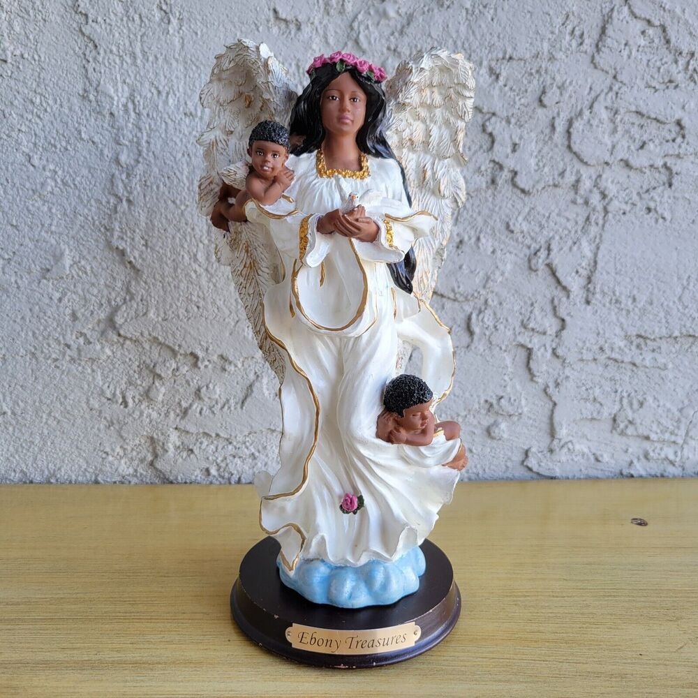 Ebony Treasures Angel crown of roses 2 cherubs and a dove of peace